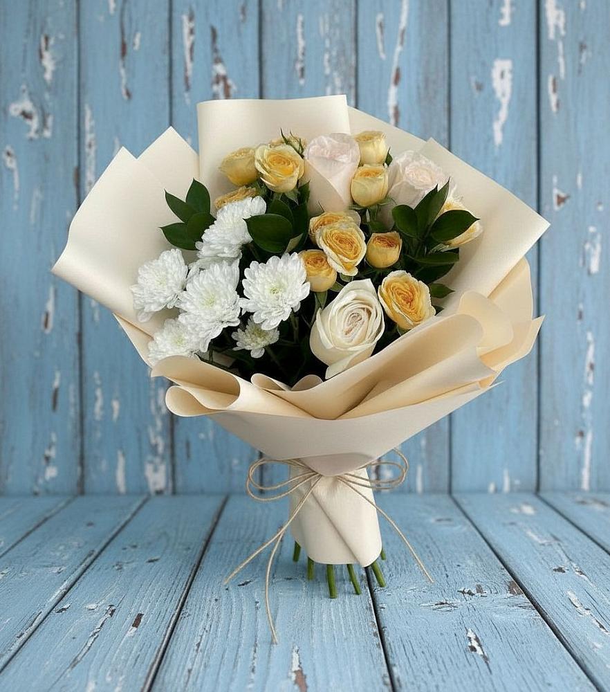 Букет цветов из: Розы и Хризантемы в Кушве