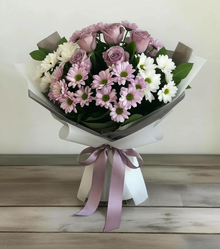 Букет цветов из: Хризантемы и Розы в Кушве