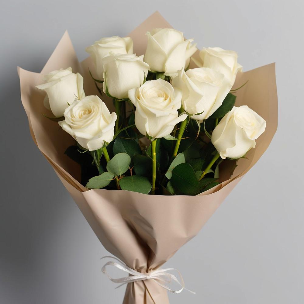 Букет 9 Белых роз Эдлесс Лав в Кушве