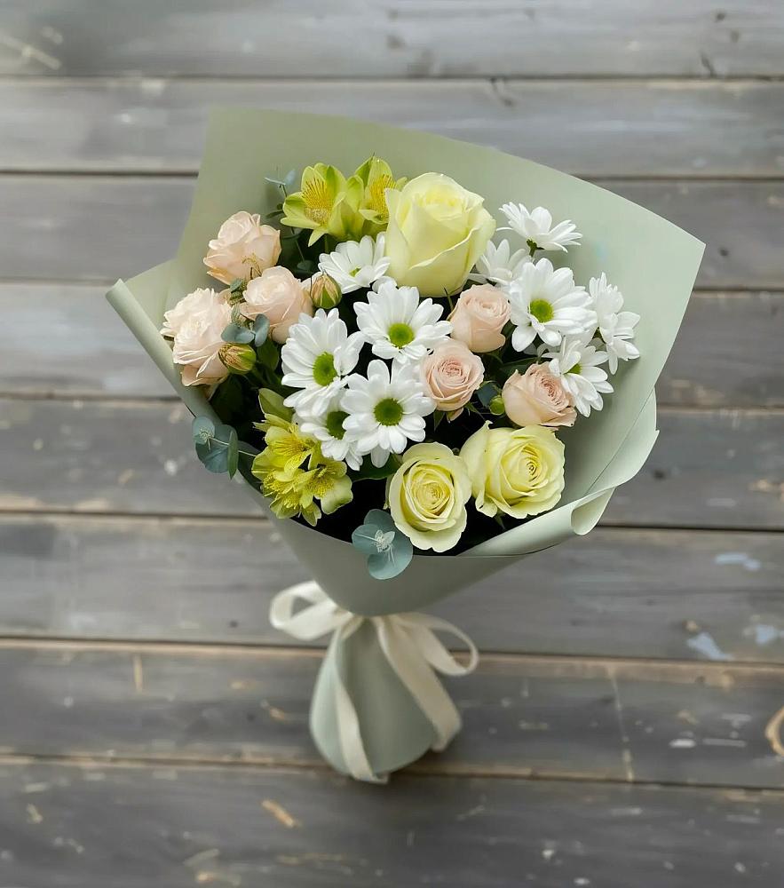 Букет цветов из: Альстромерии, Розы и Хризантемы в Кушве