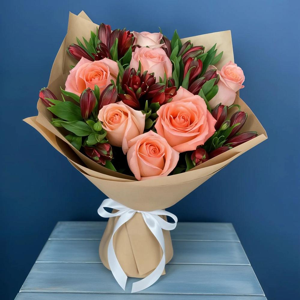 Букет цветов из: Розы и Альстромерии в Кушве