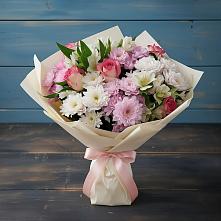 Букет цветов из:  Хризантемы, Альстромерии и Розы в Кушве