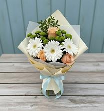 Букет цветов из:  Герберы, Розы и Хризантемы в Кушве