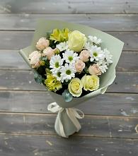 Букет цветов из:  Альстромерии, Розы и Хризантемы в Кушве